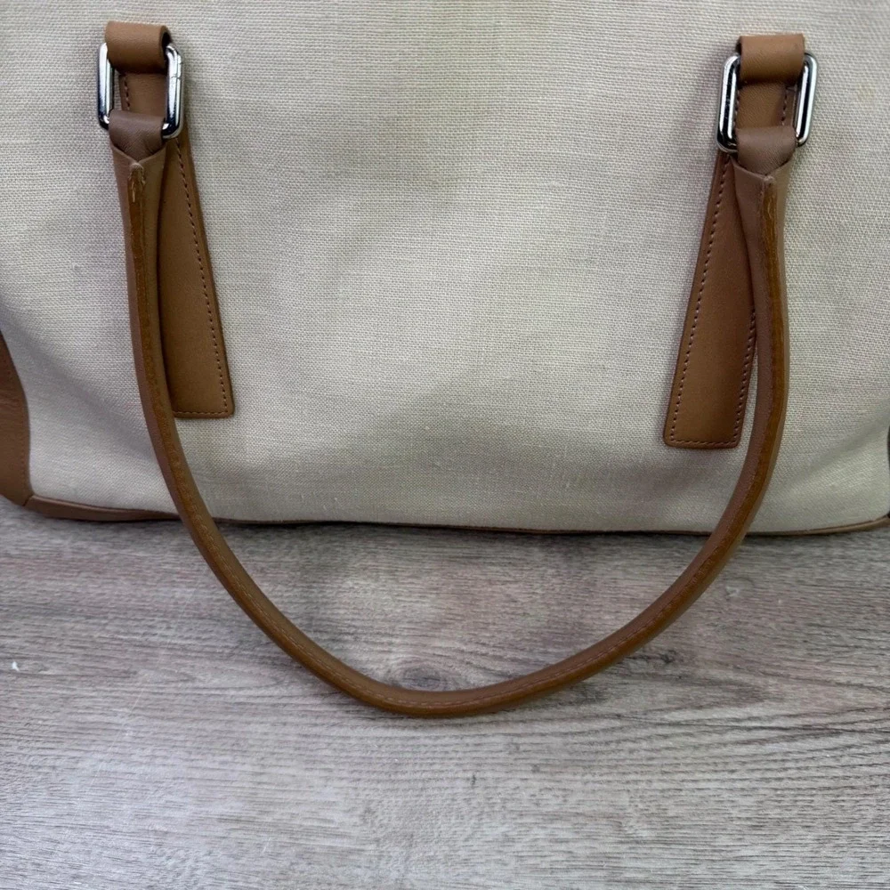 Vintage Coach Bonnies Legacy Linen Canvas Satchel Bag Camel 9435 - Picture 3 of 12